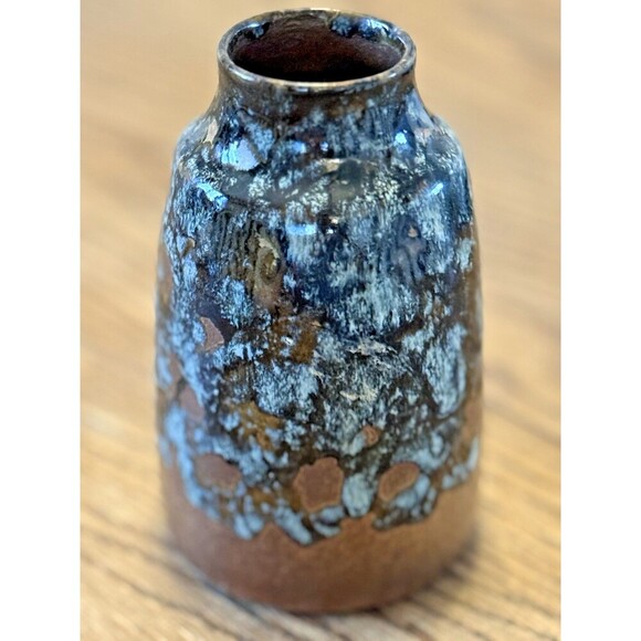 Vintage Pottery Craft Vase Drip High Glaze Art Pottery 5" Rust Brown Bluen USA - Picture 13 of 13